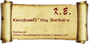 Kecskeméthy Barbara névjegykártya