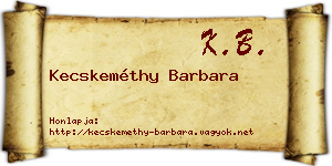 Kecskeméthy Barbara névjegykártya